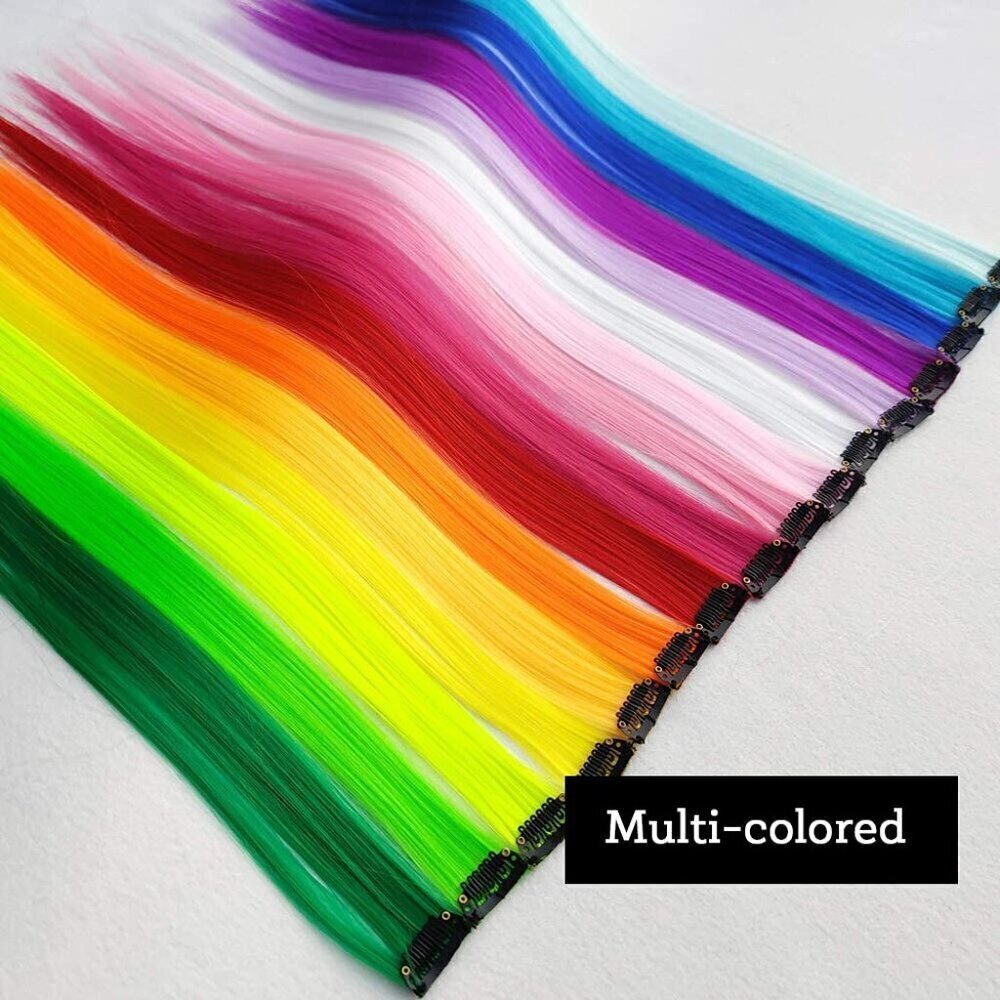 32Packs Colored Hair Extensions 20Inch Straight Color Clip in on Hair Extension - Picture 2 of 9